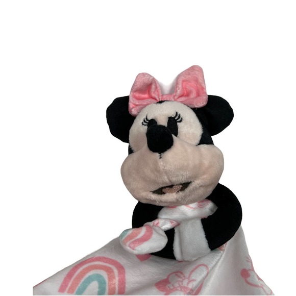 Disney Baby Minnie Mouse Lovey Pink 14 x 14 Soft Cuddly Blanket - Picture 4 of 6